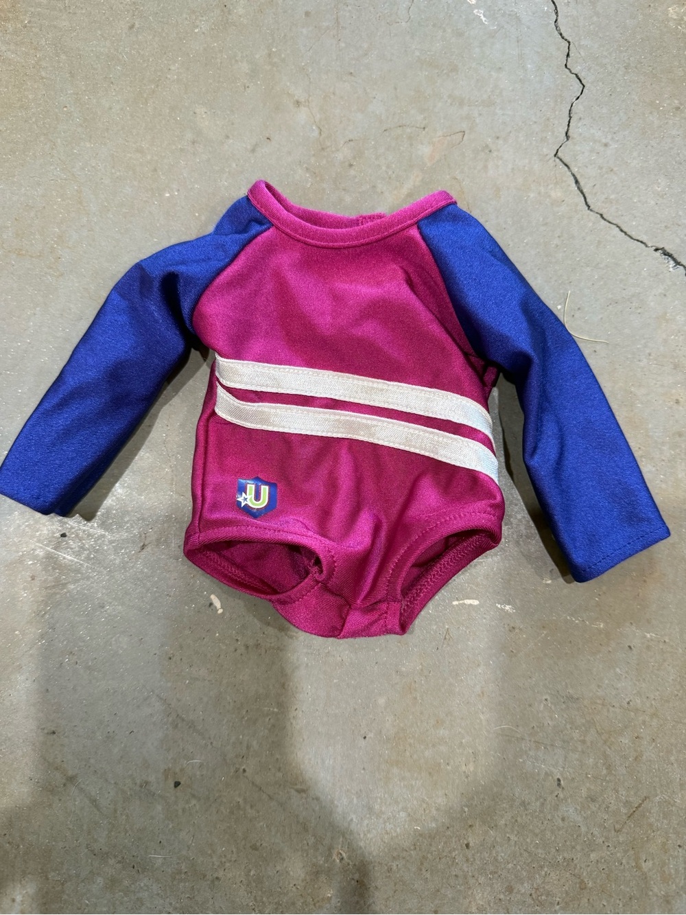 American Girl Girls' Long Sleeve Leotard in Magenta & Royal Blue